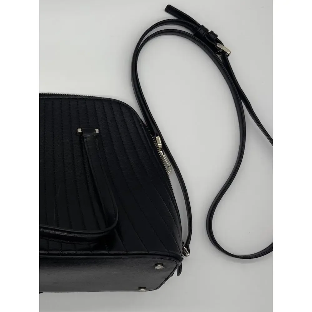 Kate Spade New York Women’s Black Quilted Satchel Top Handle Bag, Zip, Strap